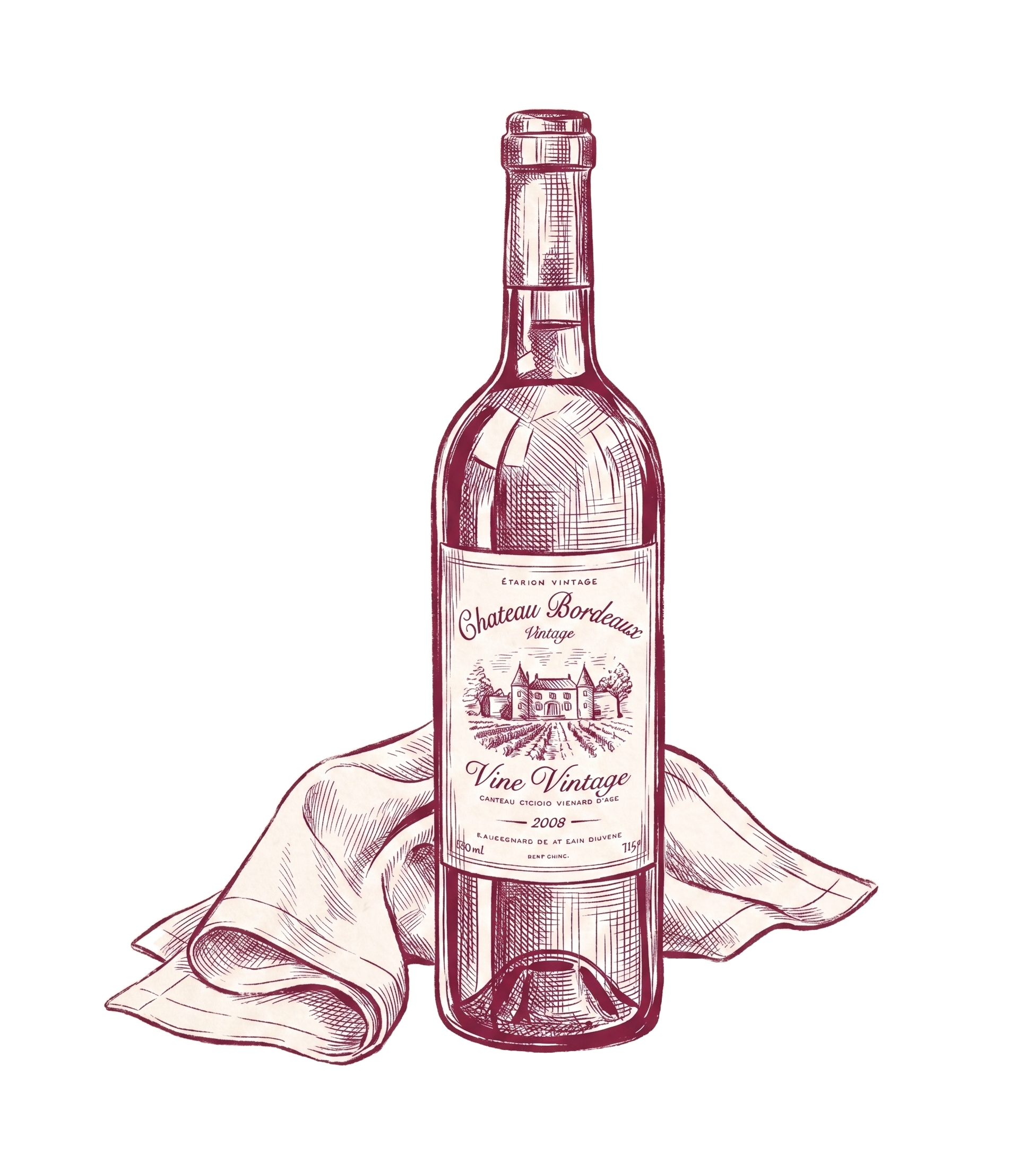 Bordeaux wijnfles illustratie